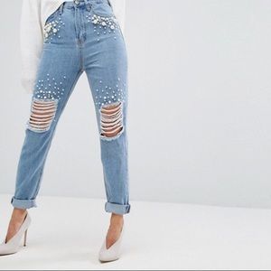 Booboo Pearl Detailed Ripped Jeans